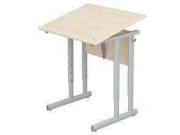 Стол с наклоном столешницы 0-35° школьный 1-местный 4-6 г/р регулируемый (дуб "Молочный", м/к серый, плоскоовальная труба)