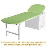 Кушетка смотровая со встроенной тумбой КС/2 (1950х600х550) (кожзам Эконом белый, каркас белый)