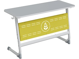 Стол 2-местный школьный 5-7 г/р "Логика" АГРОТЕХ с перфорированным экраном (серый, м/к белый)