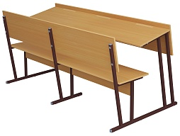 Парта-моноблок для аудиторий 3-местная со скамьей 6 г/р (бук "Бавария", м/к коричневый, квадратная труба)