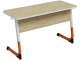 Стол 2-местный школьный 3-5 г/р "Альтер" регулируемый (дуб "Бардолино", м/к белый/оранжевый)