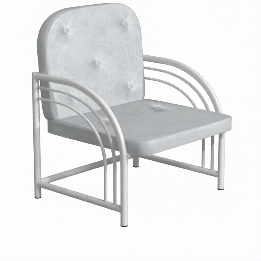 Диван одноместный Д-1 (кожзам Эконом светло-серый, каркас белый)