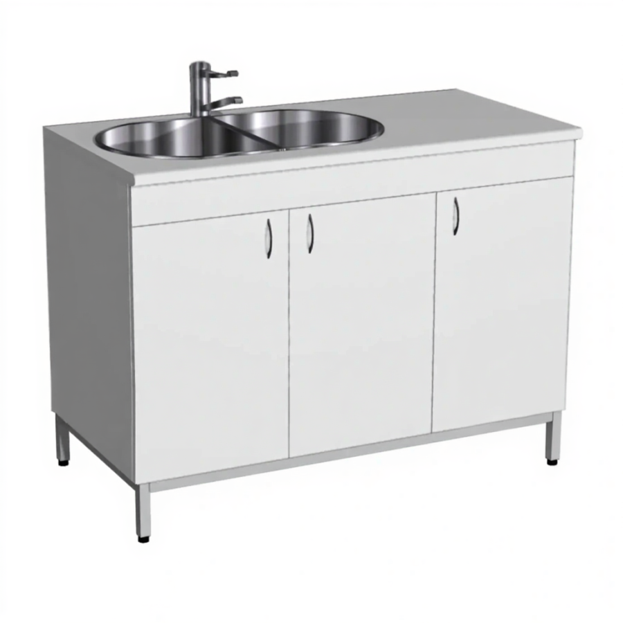 Стол-мойка СТм-106 «Стандарт» 1200 (корпус ЛДСП серый, столешница постформинг серый, каркас серый)