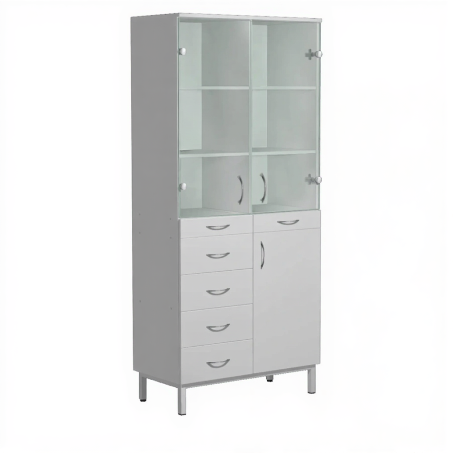 Шкаф для лабораторной посуды ШЛП (корпус ЛДСП серый, каркас серый)