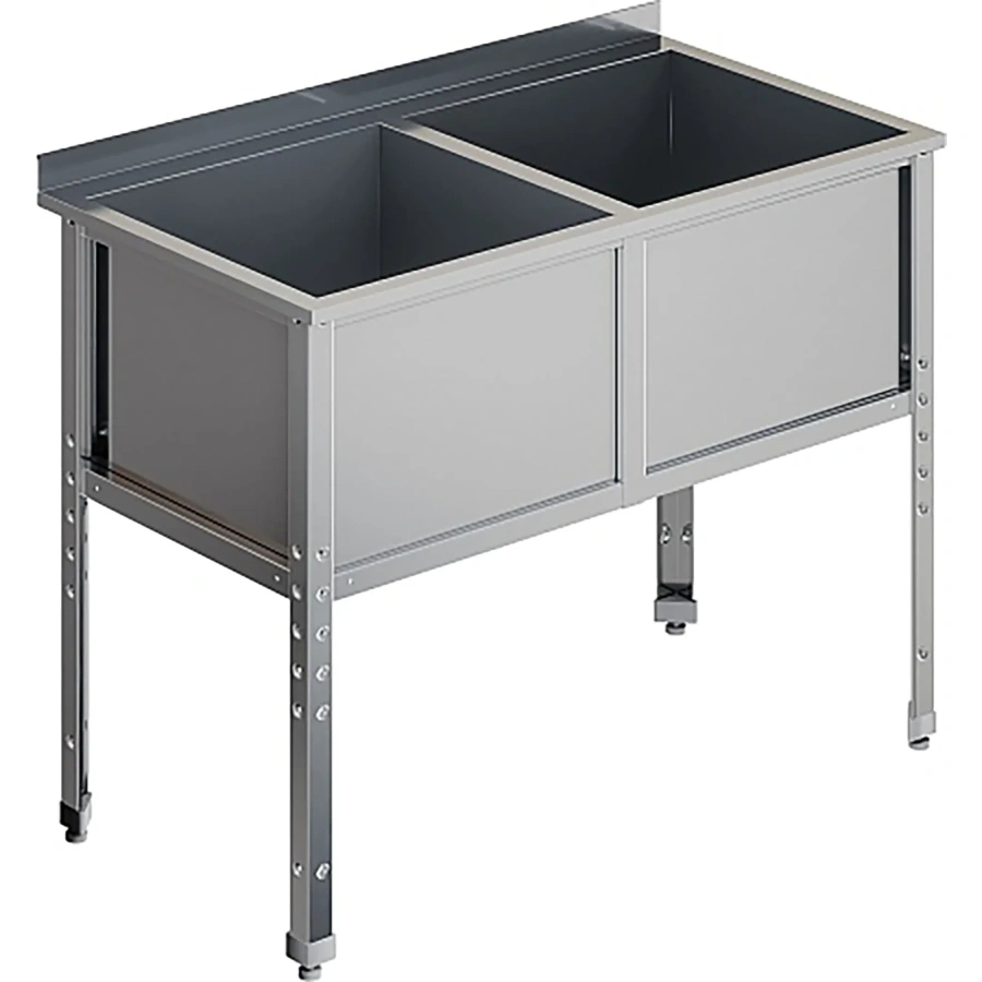 Ванна моечная двухсекционная с бортом ВМС-2/8-Б-ЭН