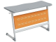 Стол 2-местный школьный 5-7 г/р "Логика" PL с перфорированным экраном (серый/оранжевый, м/к белый)