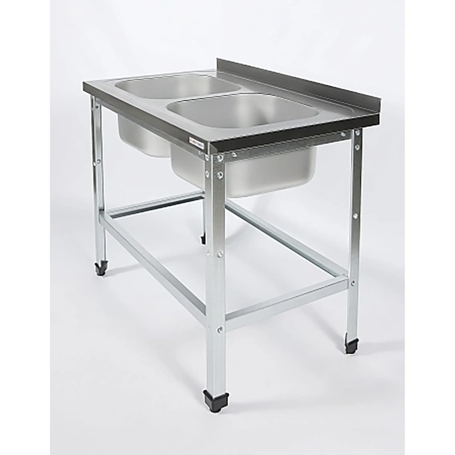 Ванна моечная двухсекционная цельнотянутая с бортом ВМЦ-2/10/6-БО-ЭЦ