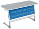 Стол 2-местный школьный 3-5 г/р "Логика" с перфорированным экраном (серый/синий, м/к белый)